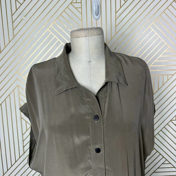 Kain Label Tan‎ Beige Silk Short Sleeve Shirtdress Size US 8 - Picture 2 of 12
